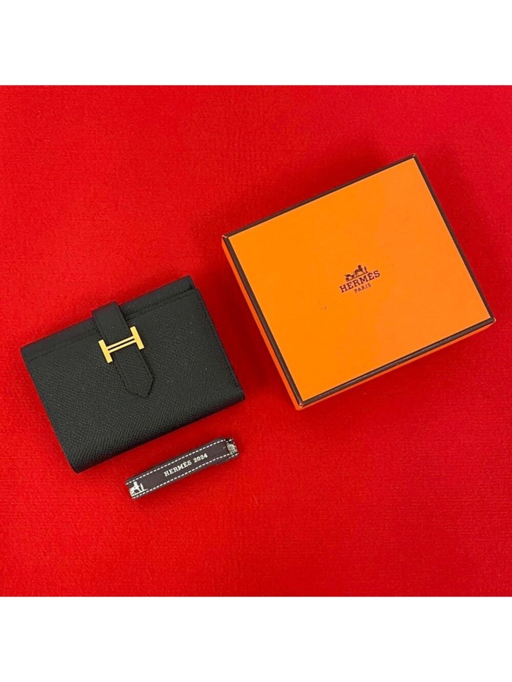 Hermes Bearn Combine Veau Epsom Trifold Wallet Mini Black